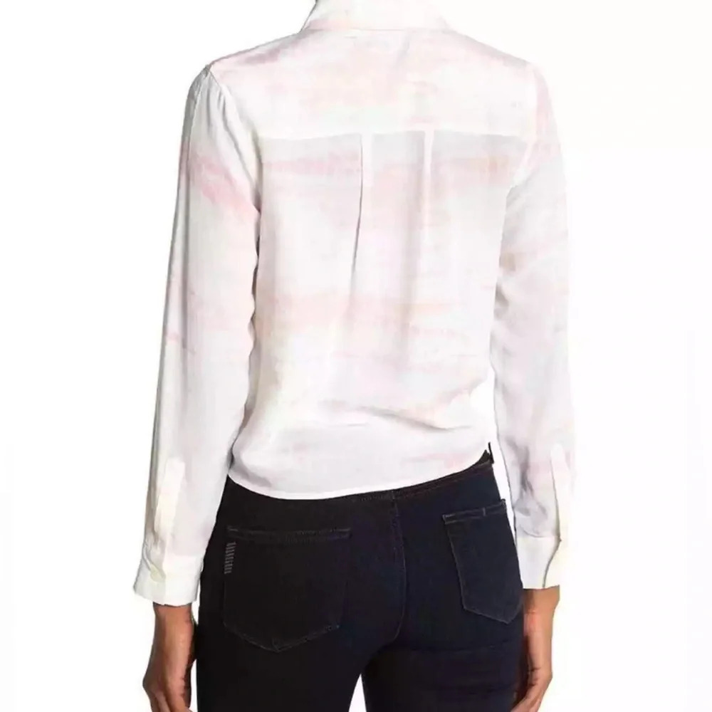 NWOT Rails Val Tie-dye Pink White Silk Button-down Shirt Tie Bottom Casual Small - Picture 2 of 14